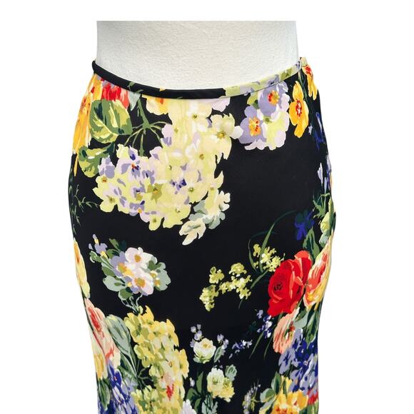 Vintage Y2K Ellen Tracy Silk Floral Maxi Skirt Size 2 Whimsygoth Cottage fairy - Picture 4 of 12